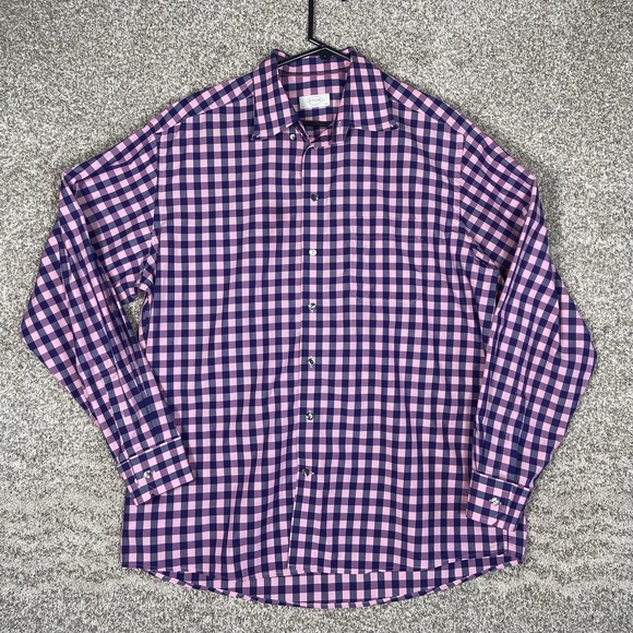 Eton Other - Eton Dress Shirt Mens 17.5 44 Slim Fit Pink Navy Check Long Sleeve Cotton